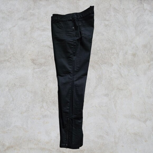 MUDD Black Satin Denim Pants with zippers at bottom of leg Size 17 - Picture 3 of 5